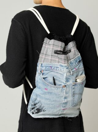 Painted Recycled Jeans Baggie - left leg