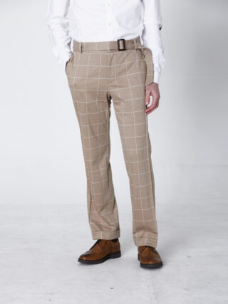 Classic Straight Pants (beige checkered)